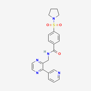 molecular formula C21H21N5O3S B2472449 N-((3-(pyridin-3-yl)pyrazin-2-yl)methyl)-4-(pyrrolidin-1-ylsulfonyl)benzamide CAS No. 2034317-76-3