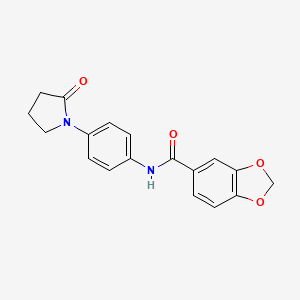 molecular formula C18H16N2O4 B2472470 N-[4-(2-oxopyrrolidin-1-yl)phenyl]-2H-1,3-benzodioxole-5-carboxamide CAS No. 941889-00-5