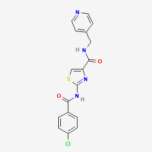 B2472494 2-(4-chlorobenzamido)-N-(pyridin-4-ylmethyl)thiazole-4-carboxamide CAS No. 941929-29-9