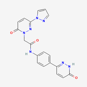 molecular formula C19H15N7O3 B2472547 N-(4-(6-hydroxypyridazin-3-yl)phenyl)-2-(6-oxo-3-(1H-pyrazol-1-yl)pyridazin-1(6H)-yl)acetamide CAS No. 1334375-77-7