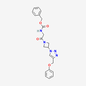 molecular formula C22H23N5O4 B2472597 benzyl (2-oxo-2-(3-(4-(phenoxymethyl)-1H-1,2,3-triazol-1-yl)azetidin-1-yl)ethyl)carbamate CAS No. 2034543-75-2