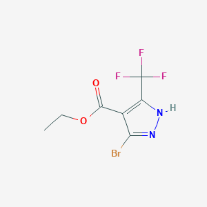 molecular formula C7H6BrF3N2O2 B2472601 ethyl 3-bromo-5-(trifluoromethyl)-1H-pyrazole-4-carboxylate CAS No. 1929549-09-6