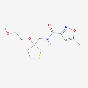 molecular formula C12H18N2O4S B2472607 N-((3-(2-hydroxyethoxy)tetrahydrothiophen-3-yl)methyl)-5-methylisoxazole-3-carboxamide CAS No. 2320178-62-7