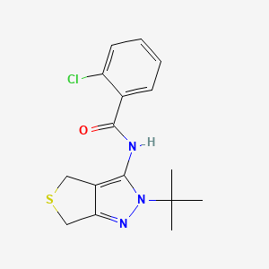 molecular formula C16H18ClN3OS B2472632 N-(2-(tert-butyl)-4,6-dihydro-2H-thieno[3,4-c]pyrazol-3-yl)-2-chlorobenzamide CAS No. 361168-57-2