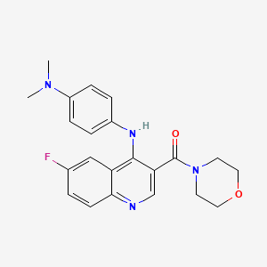 molecular formula C22H23FN4O2 B2472651 N4-[6-FLUORO-3-(MORPHOLINE-4-CARBONYL)QUINOLIN-4-YL]-N1,N1-DIMETHYLBENZENE-1,4-DIAMINE CAS No. 1358945-11-5