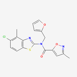 molecular formula C18H14ClN3O3S B2472679 N-(5-chloro-4-methyl-1,3-benzothiazol-2-yl)-N-[(furan-2-yl)methyl]-3-methyl-1,2-oxazole-5-carboxamide CAS No. 946285-65-0