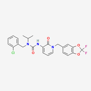 molecular formula C24H22ClF2N3O4 B2472699 N-(2-chlorobenzyl)-N'-{1-[(2,2-difluoro-1,3-benzodioxol-5-yl)methyl]-2-oxo-1,2-dihydro-3-pyridinyl}-N-isopropylurea CAS No. 400084-69-7