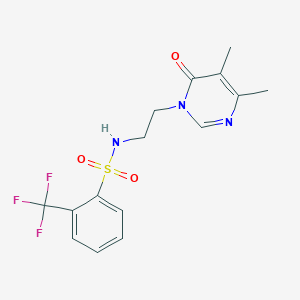 molecular formula C15H16F3N3O3S B2472700 N-(2-(4,5-dimethyl-6-oxopyrimidin-1(6H)-yl)ethyl)-2-(trifluoromethyl)benzenesulfonamide CAS No. 1396686-95-5