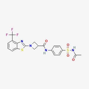 molecular formula C20H17F3N4O4S2 B2472721 N-(4-(N-acetylsulfamoyl)phenyl)-1-(4-(trifluoromethyl)benzo[d]thiazol-2-yl)azetidine-3-carboxamide CAS No. 1396803-23-8
