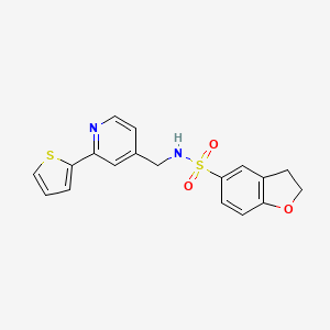 molecular formula C18H16N2O3S2 B2472730 N-((2-(thiophen-2-yl)pyridin-4-yl)methyl)-2,3-dihydrobenzofuran-5-sulfonamide CAS No. 2034437-97-1