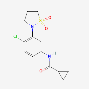 molecular formula C13H15ClN2O3S B2472744 N-(4-chloro-3-(1,1-dioxidoisothiazolidin-2-yl)phenyl)cyclopropanecarboxamide CAS No. 941994-58-7
