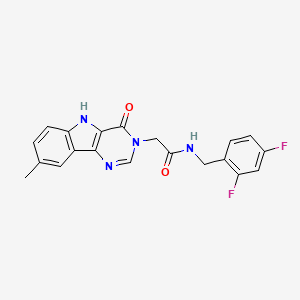 molecular formula C20H16F2N4O2 B2472777 N-[(2,4-difluorophenyl)methyl]-2-{8-methyl-4-oxo-3H,4H,5H-pyrimido[5,4-b]indol-3-yl}acetamide CAS No. 1189939-55-6