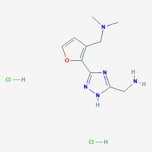 (5-{3-[(dimethylamino)methyl]furan-2-yl}-1H-1,2,4-triazol-3-yl)methanamine dihydrochloride
