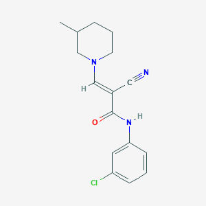 molecular formula C16H18ClN3O B2472807 (2E)-N-(3-chlorophenyl)-2-cyano-3-(3-methylpiperidin-1-yl)prop-2-enamide CAS No. 881558-59-4
