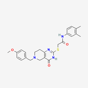 molecular formula C25H28N4O3S B2472813 N-(3,4-dimethylphenyl)-2-((6-(4-methoxybenzyl)-4-oxo-3,4,5,6,7,8-hexahydropyrido[4,3-d]pyrimidin-2-yl)thio)acetamide CAS No. 866847-75-8
