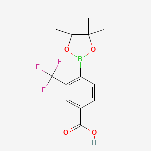 molecular formula C14H16BF3O4 B2472853 Benzoic acid, 4-(4,4,5,5-tetramethyl-1,3,2-dioxaborolan-2-yl)-3-(trifluoromethyl)- CAS No. 1383968-53-3