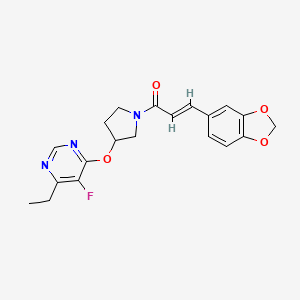 (E)-3-(benzo[d][1,3]dioxol-5-yl)-1-(3-((6-ethyl-5-fluoropyrimidin-4-yl)oxy)pyrrolidin-1-yl)prop-2-en-1-one