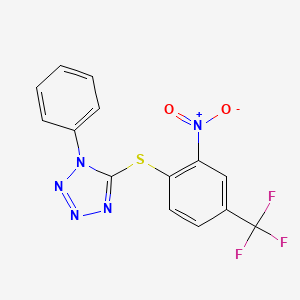 molecular formula C14H8F3N5O2S B2472893 5-{[2-nitro-4-(trifluoromethyl)phenyl]thio}-1-phenyl-1H-tetrazole CAS No. 300860-97-3