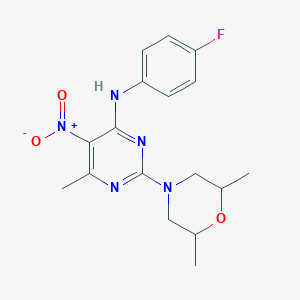 molecular formula C17H20FN5O3 B2472904 2-(2,6-dimethylmorpholin-4-yl)-N-(4-fluorophenyl)-6-methyl-5-nitropyrimidin-4-amine CAS No. 1203055-43-9