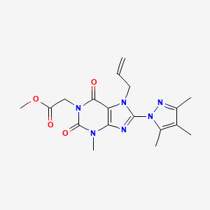 methyl 2-[3-methyl-2,6-dioxo-7-(prop-2-en-1-yl)-8-(3,4,5-trimethyl-1H-pyrazol-1-yl)-2,3,6,7-tetrahydro-1H-purin-1-yl]acetate