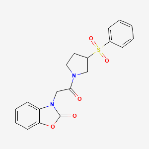 3-(2-oxo-2-(3-(phenylsulfonyl)pyrrolidin-1-yl)ethyl)benzo[d]oxazol-2(3H)-one