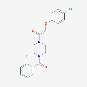 molecular formula C19H18ClFN2O3 B247294 2-(4-Chloro-phenoxy)-1-[4-(2-fluoro-benzoyl)-piperazin-1-yl]-ethanone 