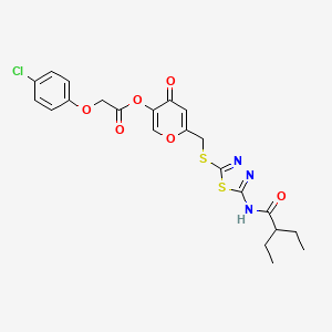 6-(((5-(2-ethylbutanamido)-1,3,4-thiadiazol-2-yl)thio)methyl)-4-oxo-4H-pyran-3-yl 2-(4-chlorophenoxy)acetate