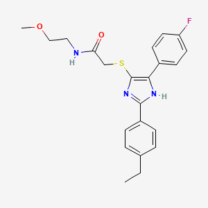 2-((2-(4-ethylphenyl)-5-(4-fluorophenyl)-1H-imidazol-4-yl)thio)-N-(2-methoxyethyl)acetamide