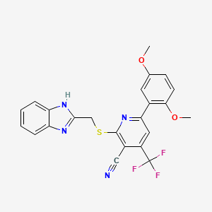 2-[(1H-1,3-benzimidazol-2-ylmethyl)sulfanyl]-6-(2,5-dimethoxyphenyl)-4-(trifluoromethyl)nicotinonitrile