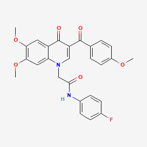 2-[6,7-dimethoxy-3-(4-methoxybenzoyl)-4-oxoquinolin-1-yl]-N-(4-fluorophenyl)acetamide