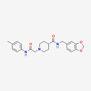 molecular formula C23H27N3O4 B2472987 N-(benzo[d][1,3]dioxol-5-ylmethyl)-1-(2-oxo-2-(p-tolylamino)ethyl)piperidine-4-carboxamide CAS No. 942006-22-6