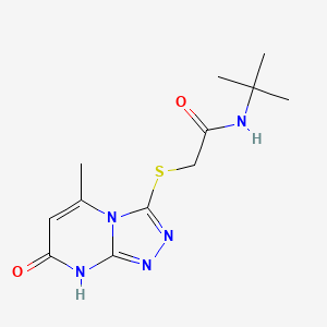 molecular formula C12H17N5O2S B2472999 N-tert-butyl-2-({5-methyl-7-oxo-7H,8H-[1,2,4]triazolo[4,3-a]pyrimidin-3-yl}sulfanyl)acetamide CAS No. 877639-84-4