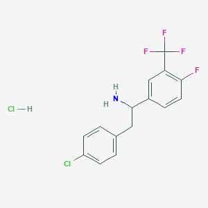 molecular formula C15H13Cl2F4N B2473014 2-(4-Chlorophenyl)-1-[4-fluoro-3-(trifluoromethyl)phenyl]ethanamine;hydrochloride CAS No. 2344681-62-3