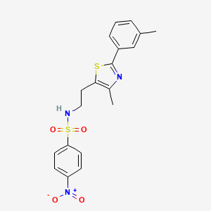 molecular formula C19H19N3O4S2 B2473024 N-[2-[4-甲基-2-(3-甲基苯基)-1,3-噻唑-5-基]乙基]-4-硝基苯磺酰胺 CAS No. 873010-38-9