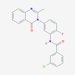molecular formula C22H15ClFN3O2 B2473026 3-chloro-N-(2-fluoro-5-(2-methyl-4-oxoquinazolin-3(4H)-yl)phenyl)benzamide CAS No. 899969-49-4