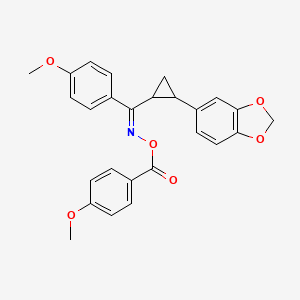 molecular formula C26H23NO6 B2473031 5-{2-[{[(4-Methoxybenzoyl)oxy]imino}(4-methoxyphenyl)methyl]cyclopropyl}-1,3-benzodioxole CAS No. 338749-25-0