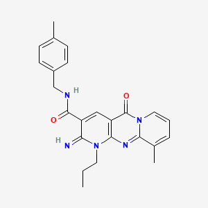 molecular formula C24H25N5O2 B2473036 2-亚氨基-10-甲基-N-(4-甲基苄基)-5-氧代-1-丙基-2,5-二氢-1H-二嘧啶并[1,2-a:2',3'-d]嘧啶-3-甲酰胺 CAS No. 614747-57-8