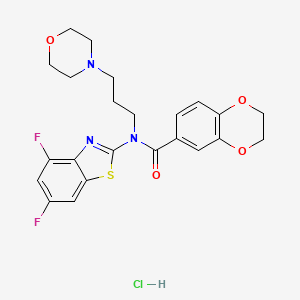molecular formula C23H24ClF2N3O4S B2473037 N-(4,6-DIFLUORO-1,3-BENZOTHIAZOL-2-YL)-N-[3-(MORPHOLIN-4-YL)PROPYL]-2,3-DIHYDRO-1,4-BENZODIOXINE-6-CARBOXAMIDE HYDROCHLORIDE CAS No. 1215696-48-2