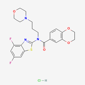molecular formula C23H24ClF2N3O4S B2473037 N-(4,6-difluorobenzo[d]thiazol-2-yl)-N-(3-morpholinopropyl)-2,3-dihydrobenzo[b][1,4]dioxine-6-carboxamide hydrochloride CAS No. 1215696-48-2