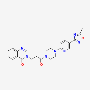molecular formula C23H23N7O3 B2473045 3-(3-(4-(5-(5-methyl-1,2,4-oxadiazol-3-yl)pyridin-2-yl)piperazin-1-yl)-3-oxopropyl)quinazolin-4(3H)-one CAS No. 1421494-80-5