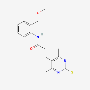 molecular formula C18H23N3O2S B2473047 3-[4,6-dimethyl-2-(methylsulfanyl)pyrimidin-5-yl]-N-[2-(methoxymethyl)phenyl]propanamide CAS No. 1241171-67-4