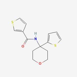 molecular formula C14H15NO2S2 B2473088 N-[4-(thiophen-2-yl)oxan-4-yl]thiophene-3-carboxamide CAS No. 2034244-43-2