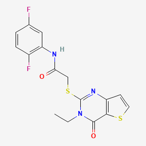 molecular formula C16H13F2N3O2S2 B2473100 N-(2,5-difluorophenyl)-2-({3-ethyl-4-oxo-3H,4H-thieno[3,2-d]pyrimidin-2-yl}sulfanyl)acetamide CAS No. 1252927-23-3