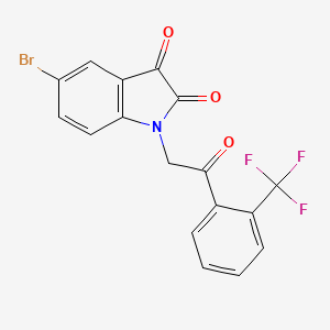 molecular formula C17H9BrF3NO3 B2473110 5-bromo-1-{2-oxo-2-[2-(trifluoromethyl)phenyl]ethyl}-2,3-dihydro-1H-indole-2,3-dione CAS No. 388093-31-0