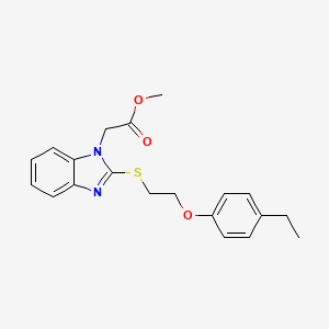 molecular formula C20H22N2O3S B2473119 methyl 2-(2-{[2-(4-ethylphenoxy)ethyl]sulfanyl}-1H-1,3-benzodiazol-1-yl)acetate CAS No. 920117-39-1