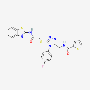 molecular formula C23H17FN6O2S3 B2473135 N-((5-((2-(benzo[d]thiazol-2-ylamino)-2-oxoethyl)thio)-4-(4-fluorophenyl)-4H-1,2,4-triazol-3-yl)methyl)thiophene-2-carboxamide CAS No. 317328-79-3