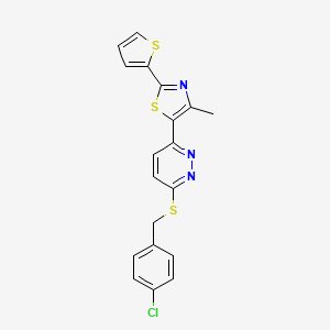 5-(6-((4-Chlorobenzyl)thio)pyridazin-3-yl)-4-methyl-2-(thiophen-2-yl)thiazole