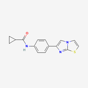 molecular formula C15H13N3OS B2473154 N-(4-{imidazo[2,1-b][1,3]thiazol-6-yl}phenyl)cyclopropanecarboxamide CAS No. 771505-22-7