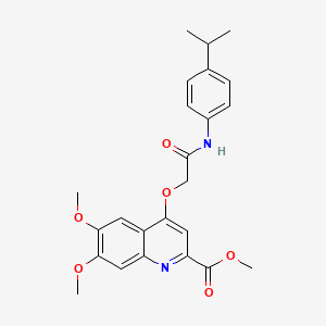 molecular formula C24H26N2O6 B2473173 Methyl 6,7-dimethoxy-4-({[4-(propan-2-yl)phenyl]carbamoyl}methoxy)quinoline-2-carboxylate CAS No. 1358125-06-0