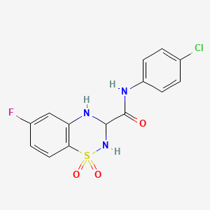 molecular formula C14H11ClFN3O3S B2473211 N-(4-chlorophenyl)-6-fluoro-1,1-dioxo-3,4-dihydro-2H-1lambda6,2,4-benzothiadiazine-3-carboxamide CAS No. 1219385-87-1